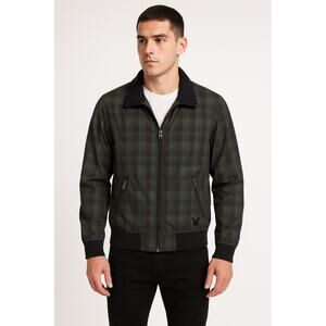 American Eagle Men’s Plaid Bomber Jacket XS Green Black Zip Up Streetwear